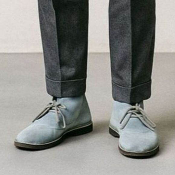 JIL SANDER Baby Blue Suede Desert Chukka Boots    Mens Size US 11.5 - Picture 1 of 7